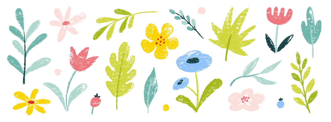 Flower spring garden cute element set hand Vector Image