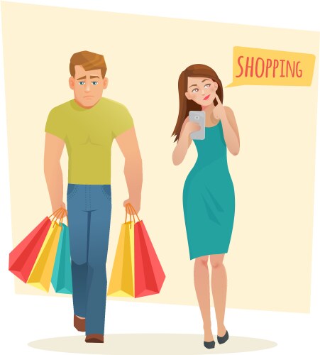 Man and woman with shopping bags vector image