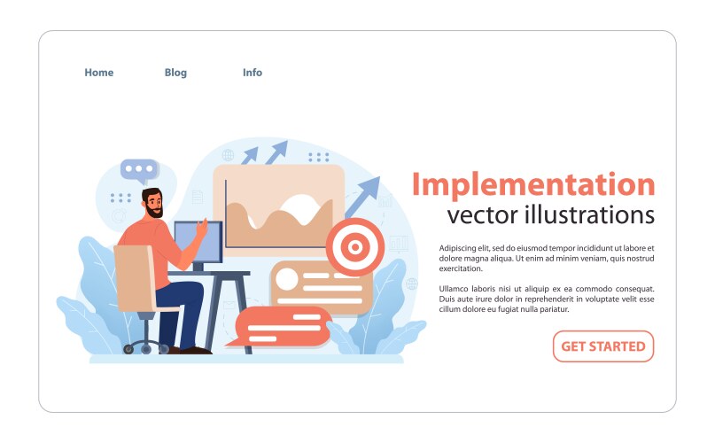 efficient implementation in action flat vector image