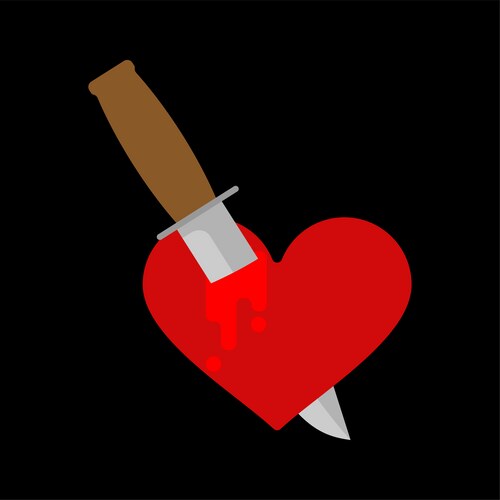 Knife in heart isolated kill love symbol Vector Image