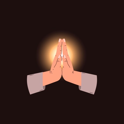 Praying hands with warm glow vector image