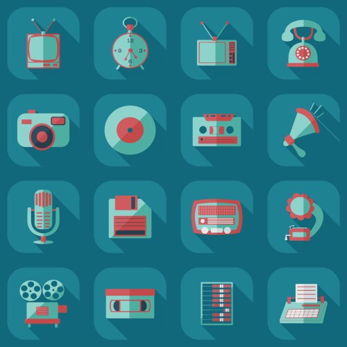 Flat concept set modern design with shadow retro Vector Image