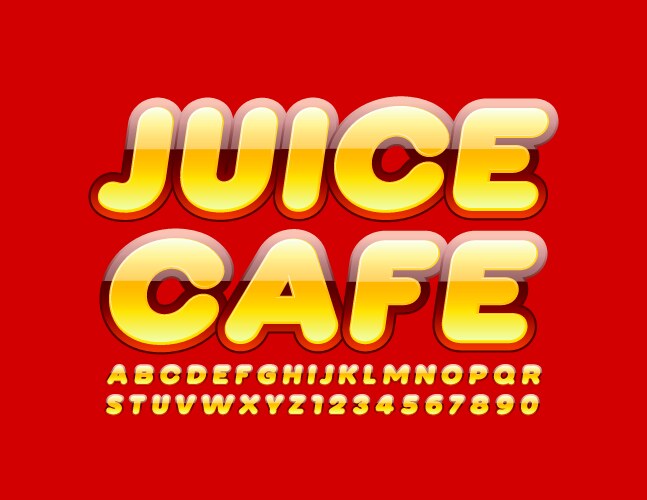 Modern sign juice cafe with bright alphabet vector image