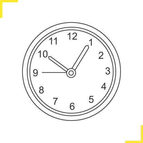 Wall clock linear vector image