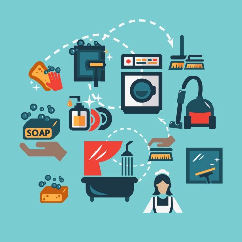 Cleaning icon flat Royalty Free Vector Image - VectorStock