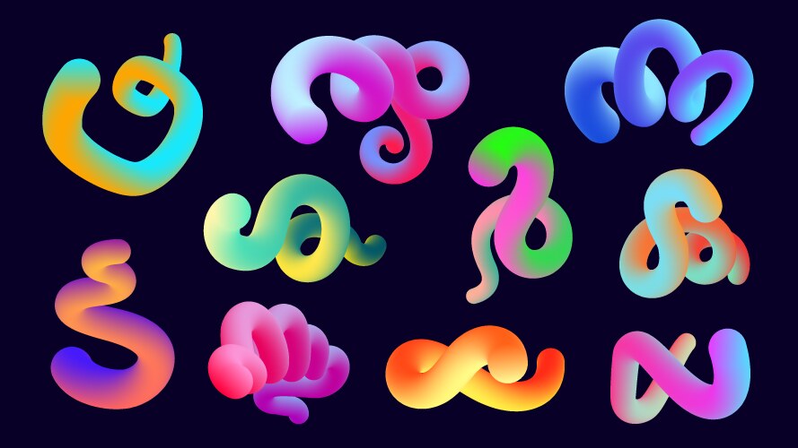 liquid colorful curve shapes abstract modern vector