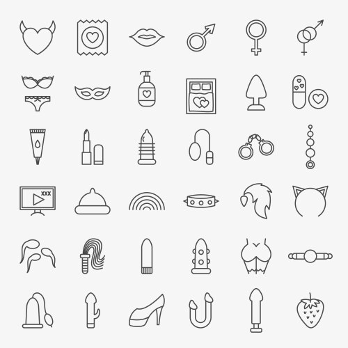 sex shop line icons set vector