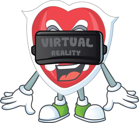 Virtual reality cross shield in cartoon Vector Image