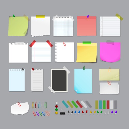 Memo stickers collection sticky notes Royalty Free Vector