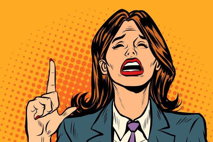 Pop art depressed crying woman screaming why Vector Image