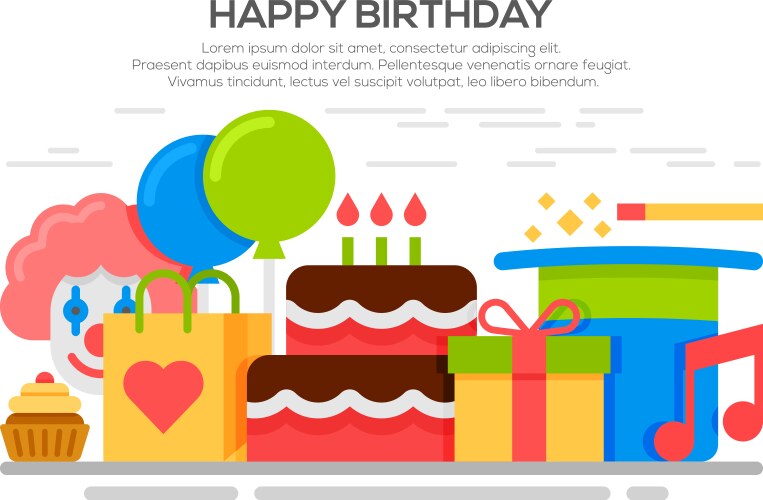 Happy birthday cake card for 7 seven year party Vector Image