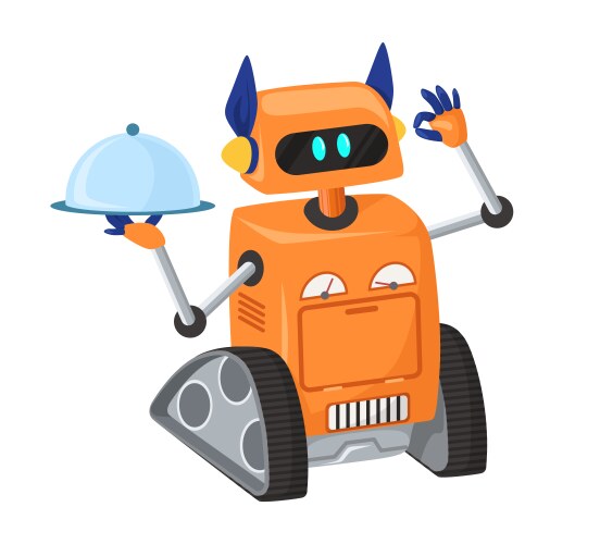 robot assistant waiter serving food icon vector