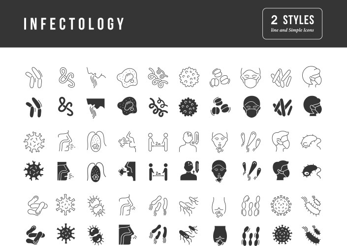 set of simple icons infectology vector image