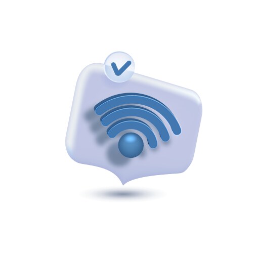 3d wi-fi sign on speech bubble icon for website vector