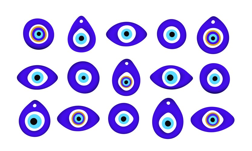 Blue oriental evil eye symbol amulet flat style Vector Image