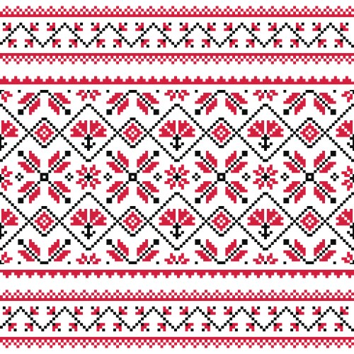 Ukrainian slavic folk knitted red emboidery print vector image