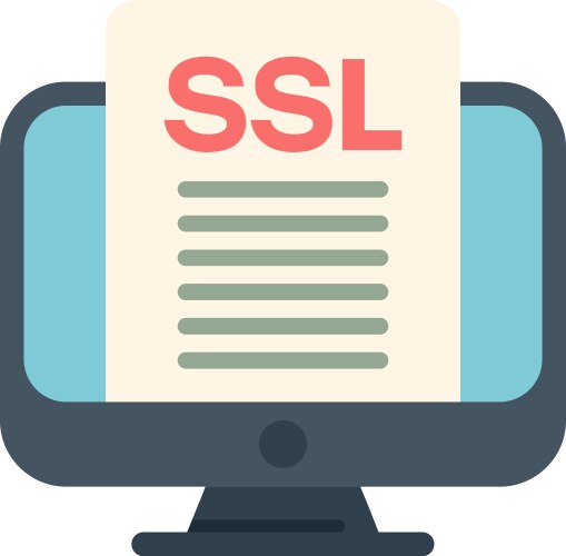 Computer showing ssl certificate for secure vector image