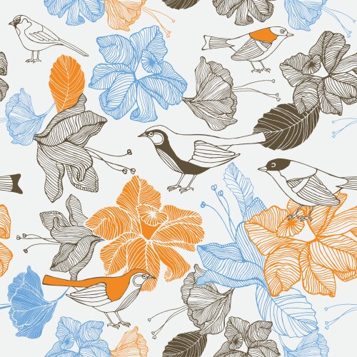 vintage bird floral pattern vector image