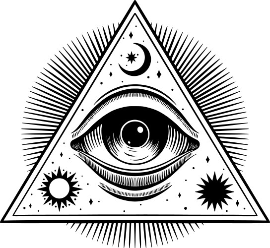 All Seeing Eye Pyramid Symbol Vector Image