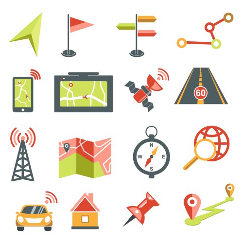 navigation isolated icons maps and location vector image