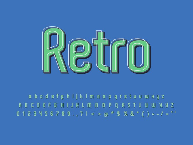 retro font and alphabet stock vector image