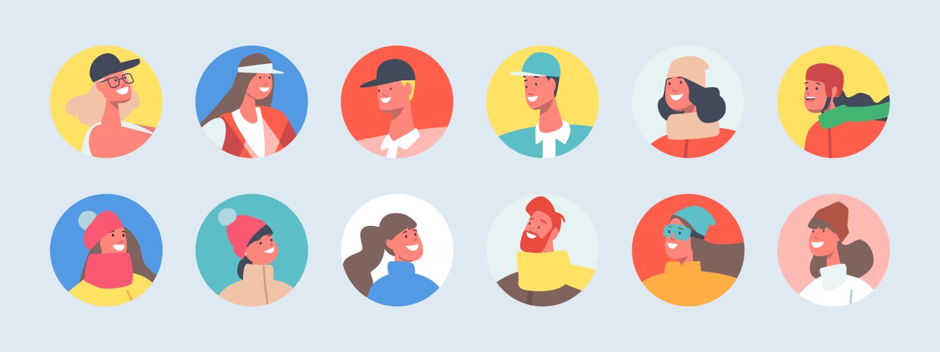 set of people avatars for social media profiles vector