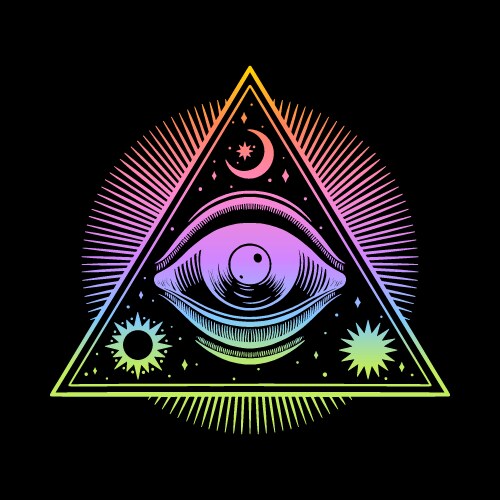 All Seeing Eye Pyramid Symbol Vector Image