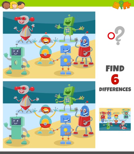 differences game with fantasy robots characters vector image vector image