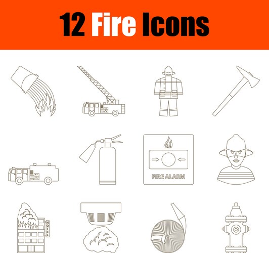 Fire sale flat icon set Royalty Free Vector Image