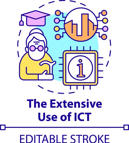 extensive use ict concept icon vector image