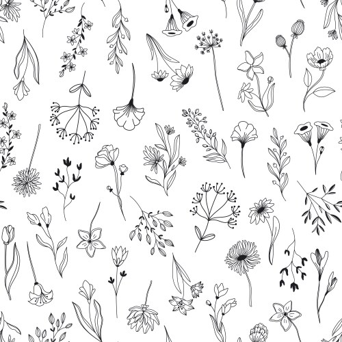Seamless floral hand draw pattern Royalty Free Vector Image