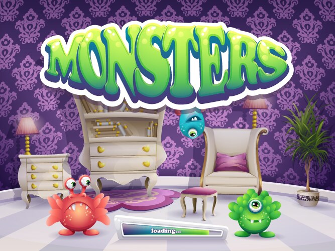 Example of loading screen for the game monsters vector image