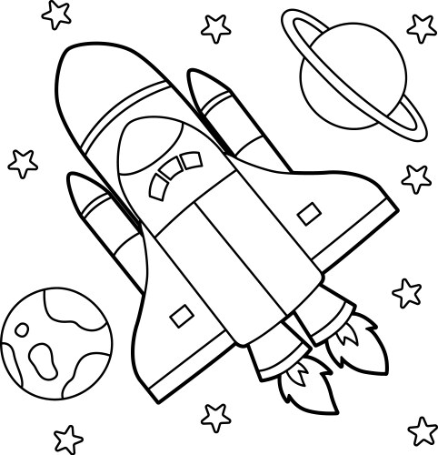 Rocket coloring page vector image