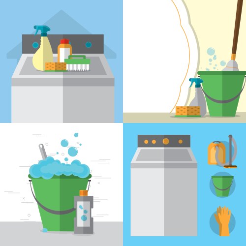 Professional cleaning service isometric banners Vector Image