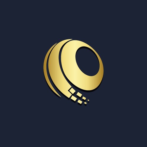 round abstract technology gold logo vector