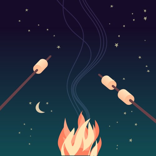 Marshmallow Roasting Fire Vector Image
