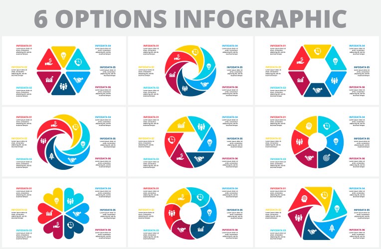 Circle arrows infographics set template for cycle Vector Image