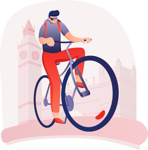 Urban cycling tour composition vector image