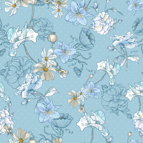 beautiful seamless vintage floral background vector image