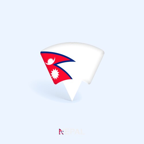 Nepal flag map pointer design with shadow vector image