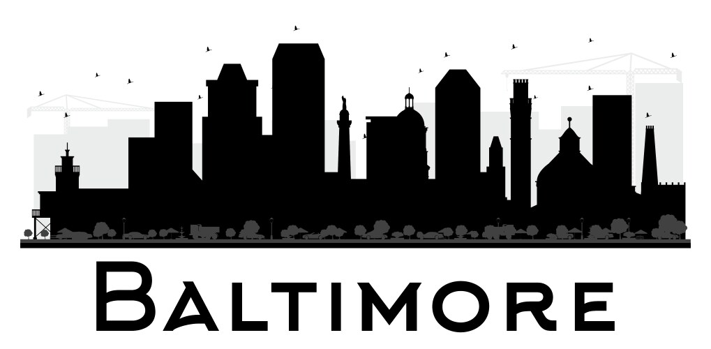 Baltimore City Skyline Silhouette Vector Image
