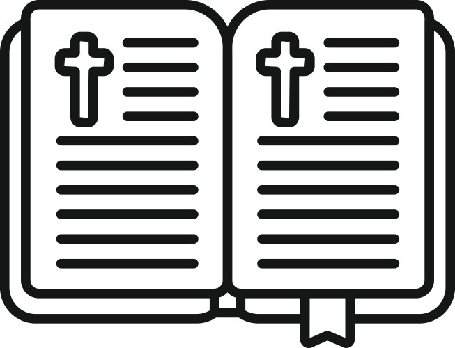 Open bible with bookmark showing two crosses Vector Image