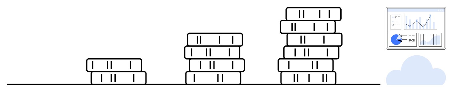Growing stack of coins with data dashboard vector image