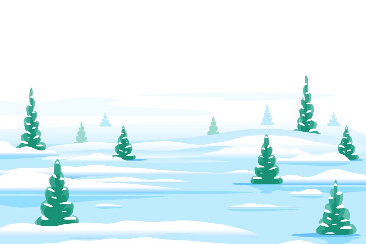 Winter landscape with white pine trees on snow Vector Image