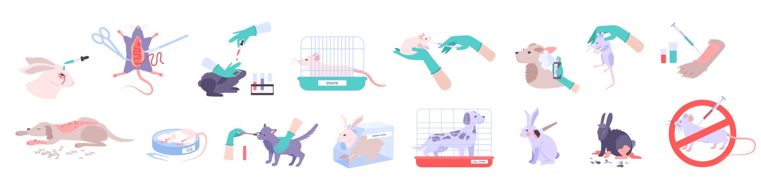 Animal testing composition set with effects Vector Image