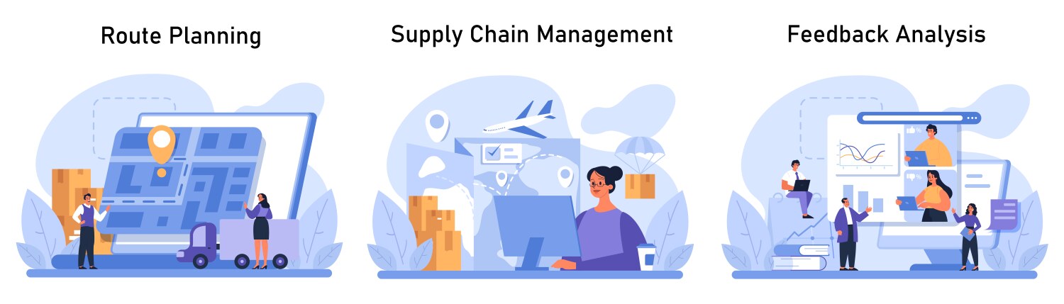 Supply chain dynamics concept flat Royalty Free Vector Image