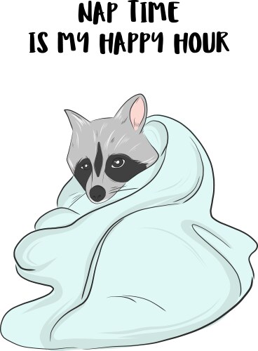 Cute Racoon Sleeping Doodle Vector Image