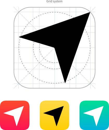 Three guide arrow direction black color isolated Vector Image