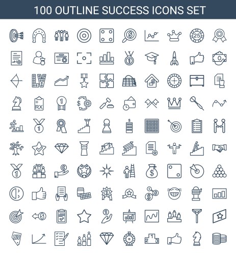 100 success icons vector image