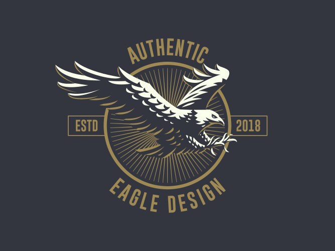 Golden flying eagle logo sign Royalty Free Vector Image